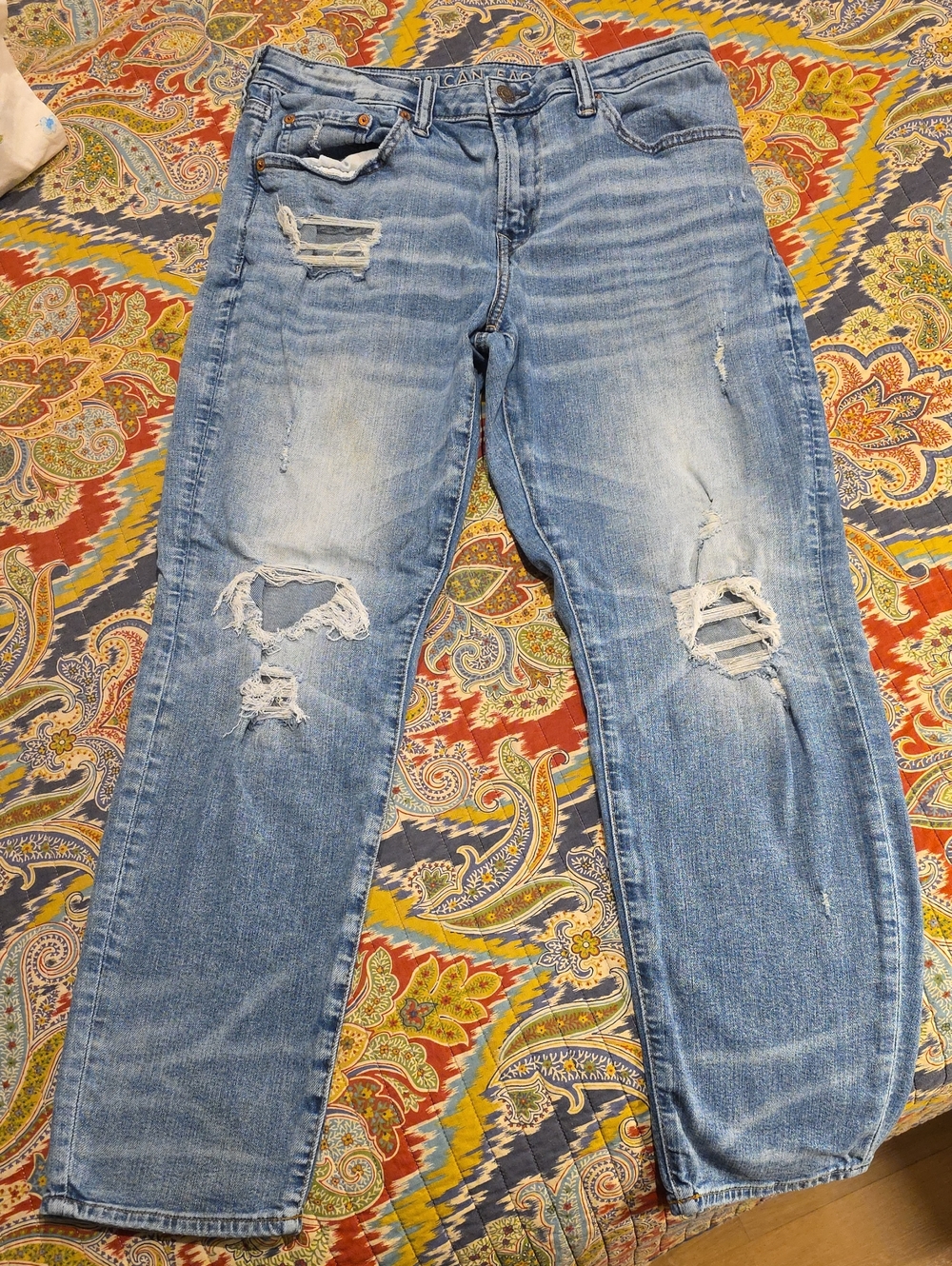 American Eagle Mens Distressed Denim Jeans Size 31x30 AirFlex Athletic Fit